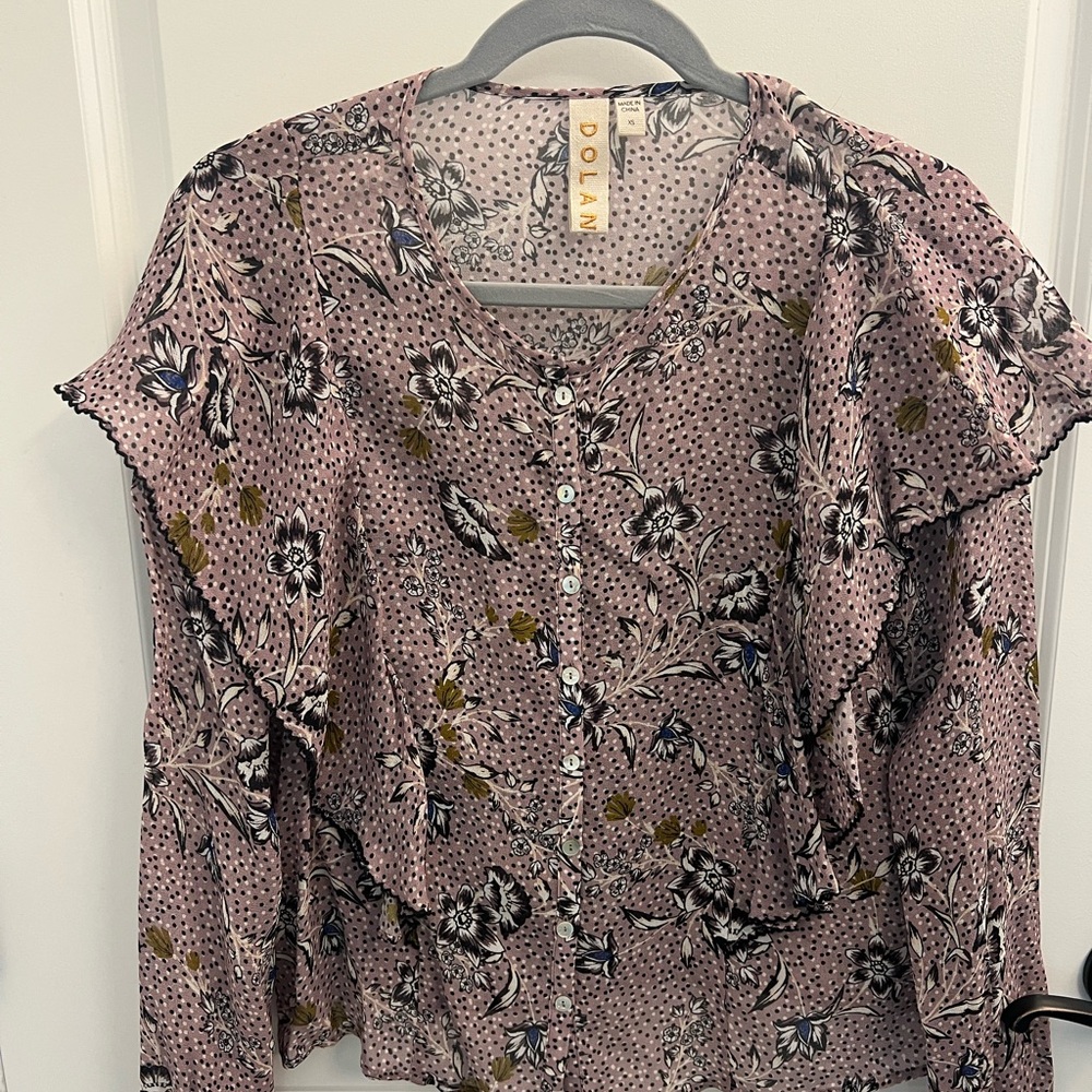Dolan Women's Floral Blouse - Mauve and Olive